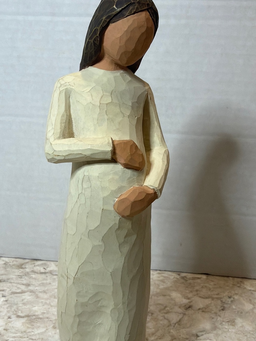 Handcrafted Carved Figurine in Cream and Brown